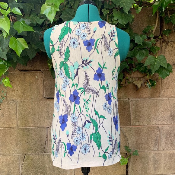 Anthropologie Meadow Rue Tank S Cartagena Boho Embroidered Floral Top Blue Green - Picture 4 of 11